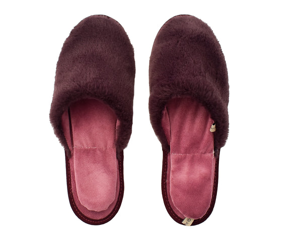 slipper slide on burgundy