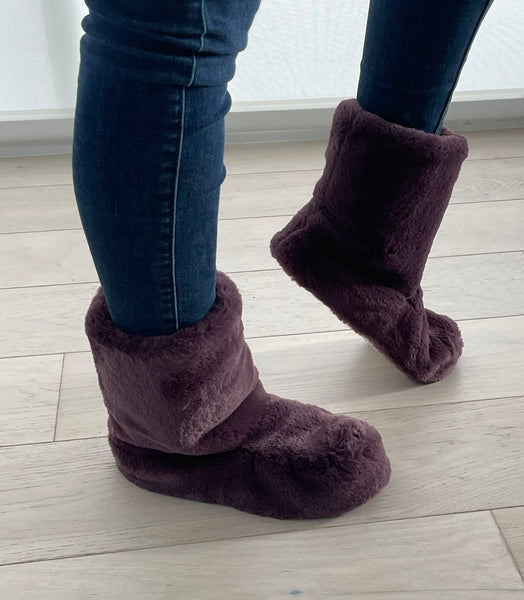 slippers burgundy booties lifestyle